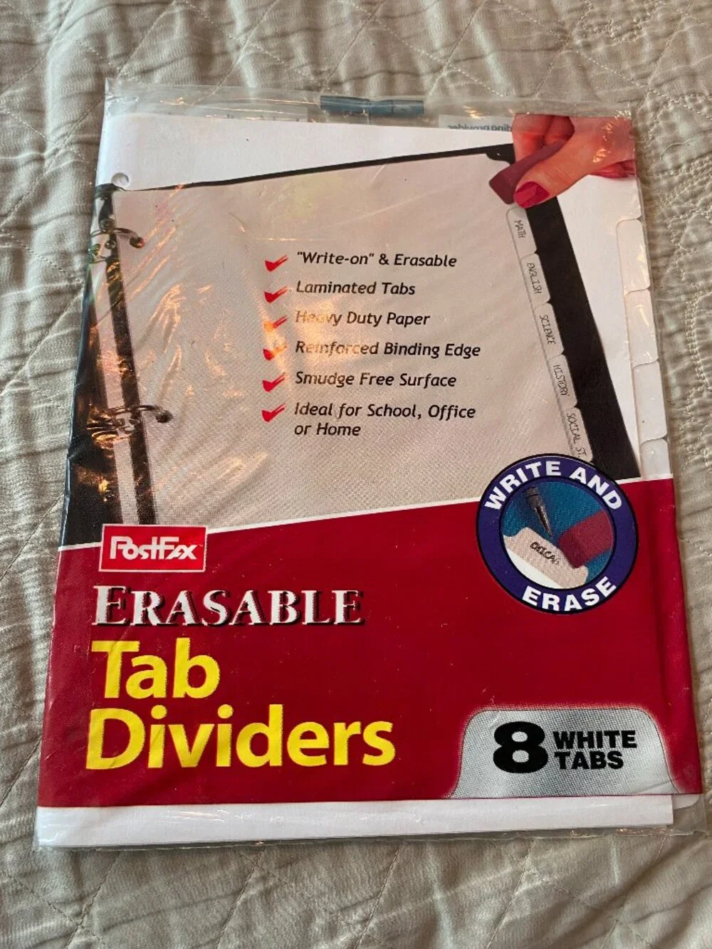 Postfax Erasable Tab Dividers- 8 white tabs- NEW!